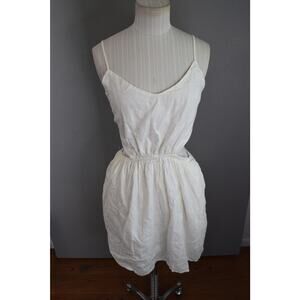 American Eagle Dress Womens Large White Linen Blend Spaghetti Strap Tie Back New